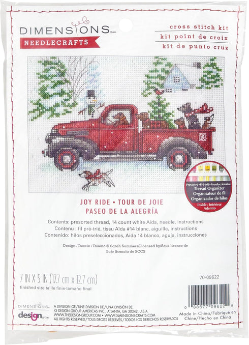 Dimensions 70-09622 Joy Ride Beginner's Mini Counted Cross Stitch Kit, 7" x 5", 14 Cnt. White Aida, 4 Pieces...
