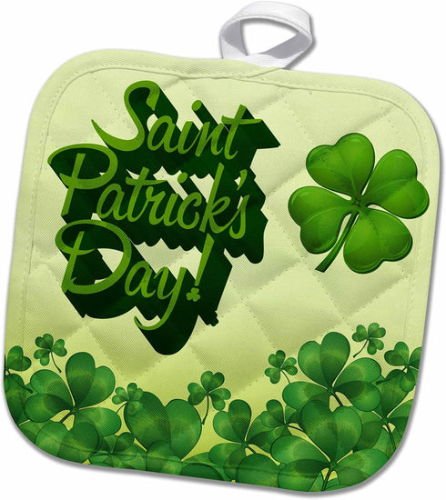3D Rose Saint Patricks Day Greeting with A 4 Leaf Clover Pot Holder, 8 x 8...