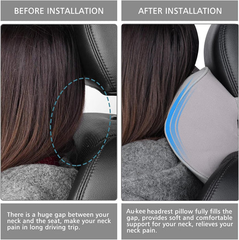 Headrest Pillow Car Memory Foam Car Neck Pillows Soft Leather for Driving Home Office Gray (Pack of 1)...