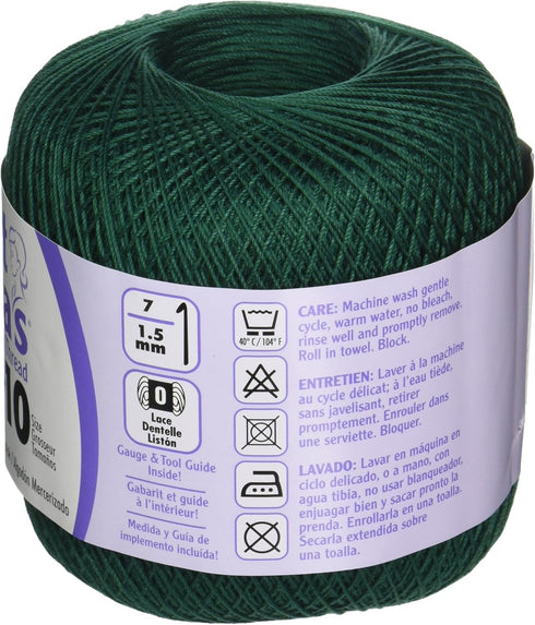 Coats Crochet Aunt Lydia's Crochet, Cotton Classic Size 10, Forest Green...
