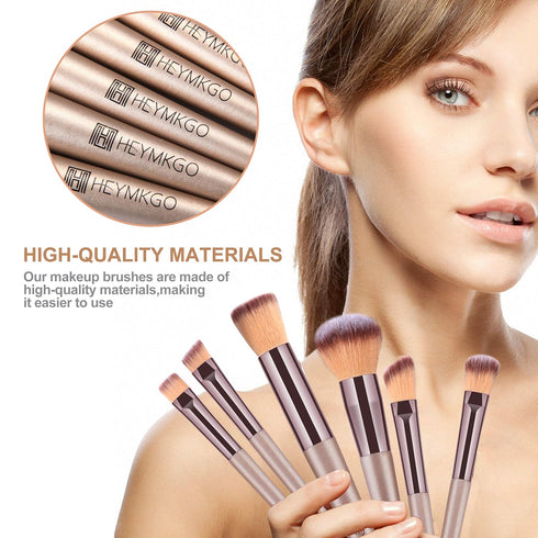 HEYMKGO Makeup Brushes 15PCS Champagne Gold Professional Makeup Brush Set Foundation Brush Blending Powder Blush Concealer Eye Make Up Brush with ...