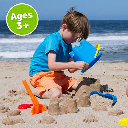 PREXTEX 10 Piece Beach Sand Toys Set for Kids - Bucket with Sifter, Shovel, Rake, Watering Can, 5 Animal and Castle Sand Molds for Kids & Toddlers...
