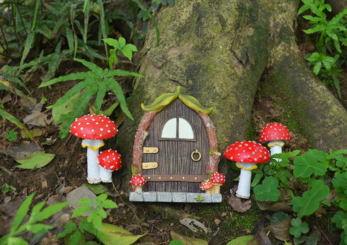 Fairy Door and Mushrooms for Trees, Glow in The Dark Gnome Home Door, Garden Tree Decor Kit with Adorable Mushrooms (Fairy Door with Mushrooms)...