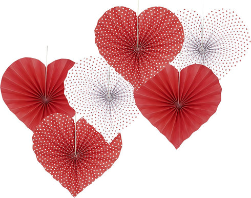 Red Heart Valentines Party Hanging Decorations Paper Fans Wedding Anniversary Bachelorette Bridal Shower Baby Shower Birthday Party Photo Backdrop...