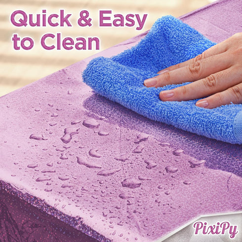 PixiPy Premium Plastic Disposable Tablecloth (2 PK, Purple, 40" x 108") Elegant Table Cover for Parties, Heavy Duty Thick Laser Cut Napery Indoor ...