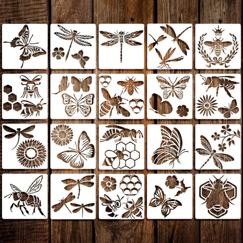 20 Pieces Stencils for Painting Reusable Animal Plant Music Stencil Spring Summer Fall Winter Stencil Template, DIY Stencils for Painting on Wood ...