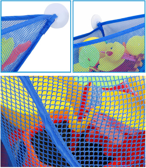 DYT Pink Bath Toy Organizer with 3 Strong Suction Cups Mounted Bath/Shower Caddy Storage Solution Bath Toy Storage Net & Bathroom Corner Shower Ca...