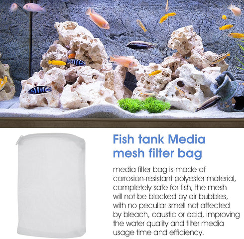 Fish Tank Media Mesh Filter Bag - 10 Pcs Aquarium Filter Bags High Flow Fine Mesh Net with Plastic Zipper for Fish Tank Bio Balls, Pelletized Carb...