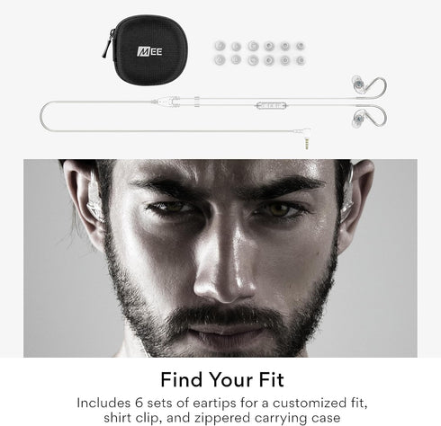 MEE audio M6 Sport Wired Earbuds, in Ear Headphones, 3-Button Remote, Sweatproof Earphones for Running/Gym/Workouts with Memory Wire Earhooks, Hea...