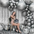KatchOn, XtraLarge Silver Backdrop Curtain - 3.2x8 Feet, Pack of 2 | Silver Streamers Backdrop for Disco Party Decorations | Fringe Curtains for E...
