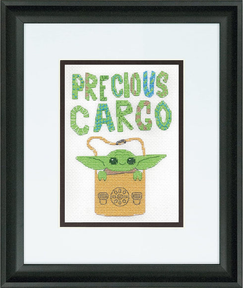 Dimensions 70-65225 Precious Cargo Star Wars The Mandalorian Counted Cross Stitch Kit for Beginners, 5" x 7", 14 Cnt. White Aida, 4pcs...