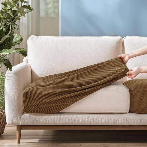CHUN YI 3PC Stretch Couch Cushion Covers, Individual Replacement Sofa Seat Slipcovers for Armchair Loveseat Sofa with Elastic Spandex Jacquard Fab...