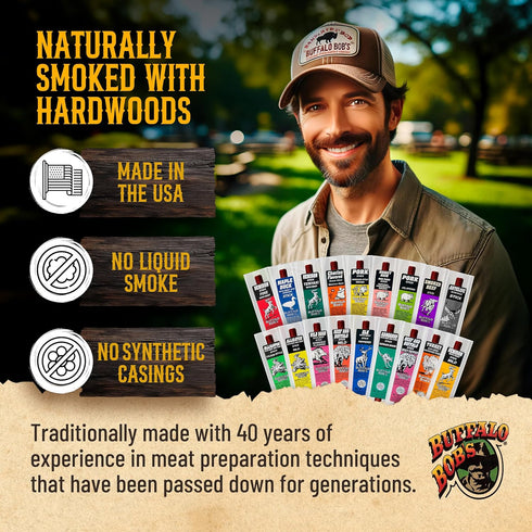Buffalo Bob's Wild Game Meat Snacks (1oz Stick, 10 Pack) Exotic Variety Assortment Sampler, Gift for Men/Dad, Stocking Stuffer, Adventure Enthusia...