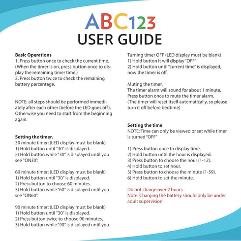 ABC123 Potty Training Watch - Baby Reminder Water Resistant Timer for Toilet Training Kids & Toddler (Blue)...