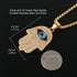 HZMAN 18k Gold Plated Iced Out CZ Stainless Steel Blue Evil Eye Beads Fatima Hamsa Hand Pendant Necklace...