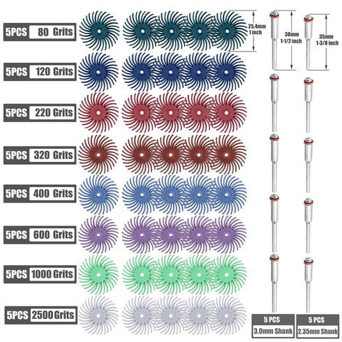 Yakamoz 50Pcs Radial Bristle Disc Kit 1 Inch Radial Polishing Discs Jewelry Detail Abrasive Brush Wood Metal Gap Polishing Wheels for Rotary Tools...