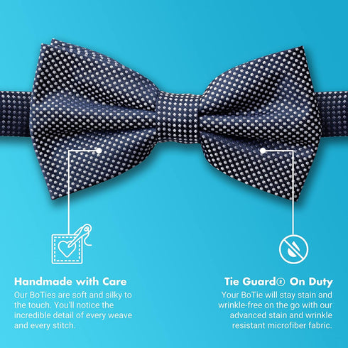 GoTie Men's Dotted Bowtie - Bow Ties Ready to Wear - Pretied Adjustable Ties for Short or Tall Men - The Navy Reflective...