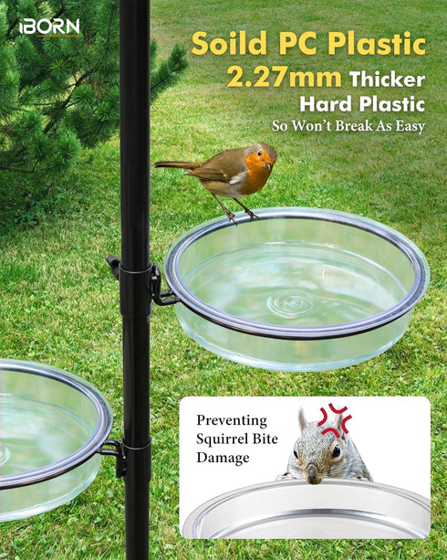iBorn PC Plastic Bird Water Dish,Bird Bath Bowl Repalcement for Small Bird,Bird Feeder Station Tray Accessories 17.2cm?2 Pack?...