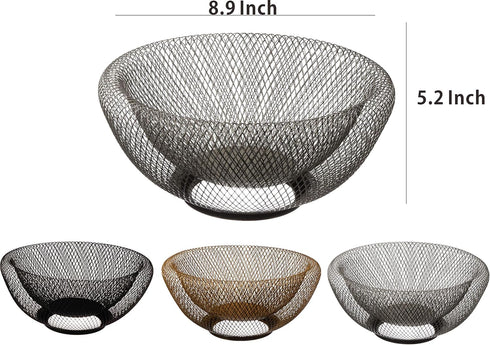 Cq acrylic Fruit Basket For Kitchen Counter,Fruit Basket With Banana Hanger For Kitchen Countertop,Fruit and Vegetable Storage Holder,Silver Metal...