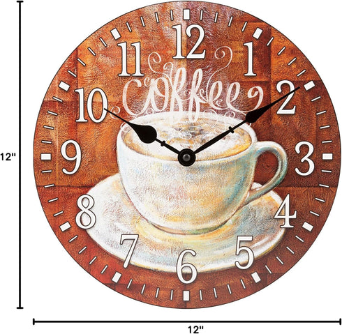 La Crosse Clock 404-2631C-INT 12-Inch Round Coffee Decorative Quartz Analog Wall Clock...