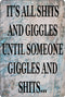 Rogue River Tactical Funny Sh%TS and Giggles Metal Tin Sign, 12x8 Inch, Wall Decor Man Cave Bar...