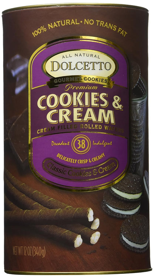 DOLCETTO Dolcetto Wafer Rolls Cookies Cream, 12 OZ...