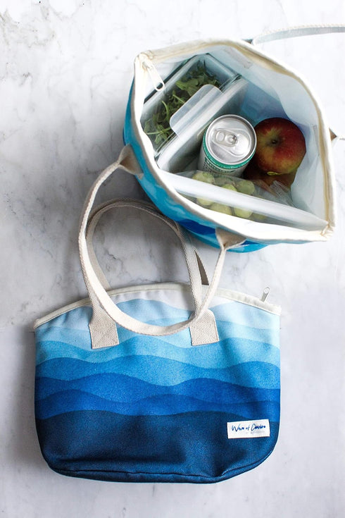Waves of Change Insulated Recycled Plastic Small Lunch Satchel - 6 Can Capacity, Waves...
