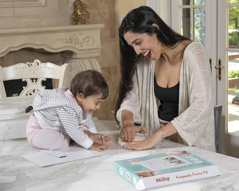 Nuby Baby Keepsake Ornament Hand & Footprint Clay Casting Kit with Easel Plus Blue & Pink Ribbons for Newborn Girls & Boys...