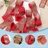 Pretty Jolly Shimmery Red Chiffon Ribbon for Gift Wrapping Handmade Frayed Fringe Silk Ribbon for Flower Bouquet Total 20 Yards 1 1/2 Inch Ribbons...