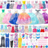 52 Pcs Doll Clothes and Accessories,2 Wedding Gowns 6 Fashion Dresses 2 Set Casual Outfits Top and Pant 2 Swimsuit,20 Hanger 10 Shoe 10 Accessorie...