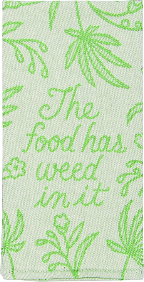 Blue Q Woven Jacquard Dish Towel, The Food Has Weed in It. Funny, Functional and Fabulous, 100% Cotton, Soft, Super-Absorbent, 28 x 21...