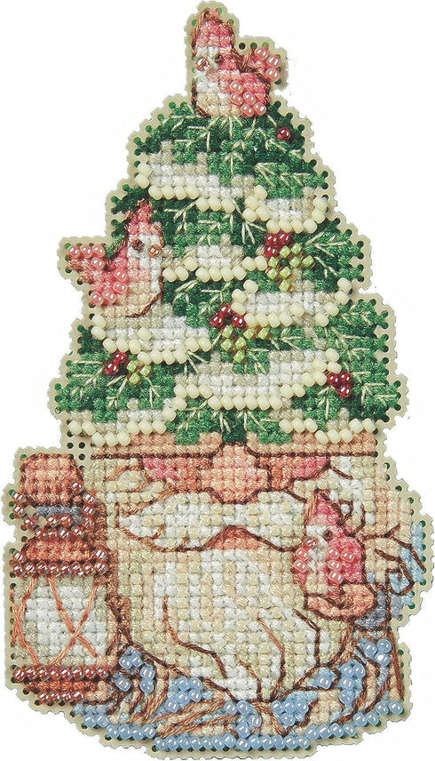 Mill Hill Evergreen Gnome Counted Cross Stitch Ornament Kit 2023 Jim Shore Woodland Gnomes JS202312, 3.5 x 6.25 inches, Multi...