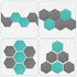 Navaris Hexagon Felt Board Tiles - Set of 12 Notice Memo Bulletin Boards with Push Pins and Double-Sided Tape 5.9" x 6.7" - Dark Gray, Turquoise...