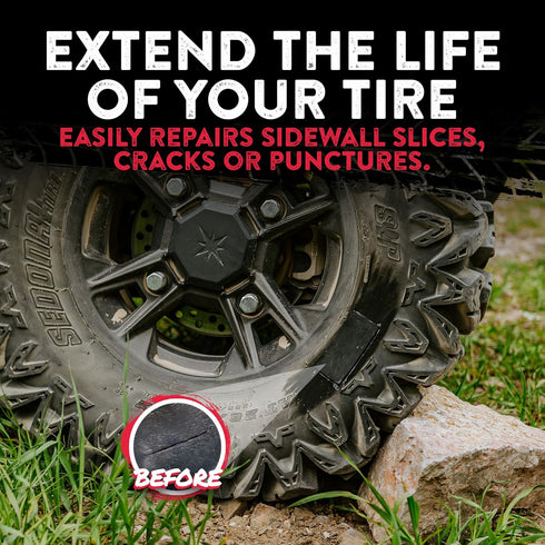 GlueTread External Patch Kit - for Tubeless Tires - No Need to Remove Tire - Kit Includes Enough Material to Patch 4 Tires - ATV Sidewall Repair K...