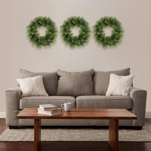 11.5-Inch Opal Basil Wreath - UV Resistant Artificial Summer, Fall, Winter, or Spring Wreath - Indoor/Outdoor Wreaths for Front Door by Pure Garde...