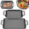 Camerons BBQ Grill Topper Grilling Pans (Set of 2)- Non-Stick Barbecue Trays w Stainless Steel Handles - Indoor Outdoor use for Barbecue & Smoked ...