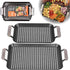 Camerons BBQ Grill Topper Grilling Pans (Set of 2)- Non-Stick Barbecue Trays w Stainless Steel Handles - Indoor Outdoor use for Barbecue & Smoked ...