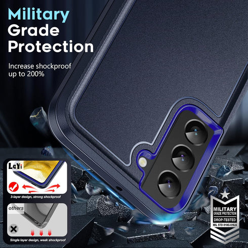 LeYi for Samsung Galaxy S22 Case: with 2 PCS Screen Protector, Heavy Duty 3 in 1 Samsung S22 Case, Military Grade Shockproof Phone Case Cover for ...