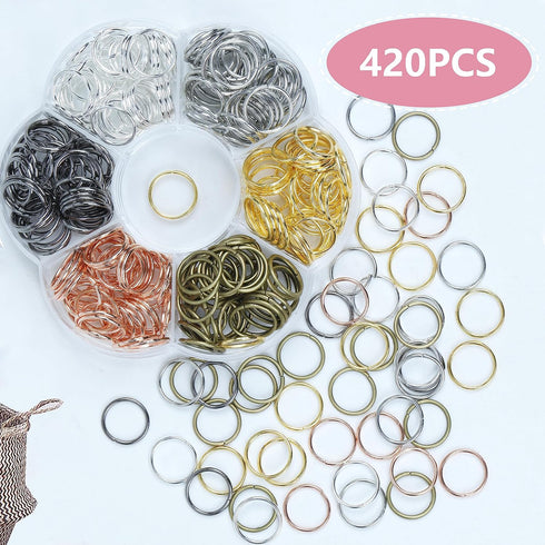 YAKA 420Pcs 12mm1Box 6 Colors Open Jump Ring,Ring Jewelry Keychain for Jewelry Making Accessories,1Pcc Jump Ring Open/Close Tool and 1Pcs Clear Bo...