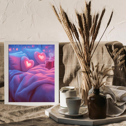 Posterizer 1 pcs-cozy Valentine’s Day night in bed-cute poster -2-Romantic Art-Holiday Poster Collection-Gift for Couples boyfriend girlfriend Hus...