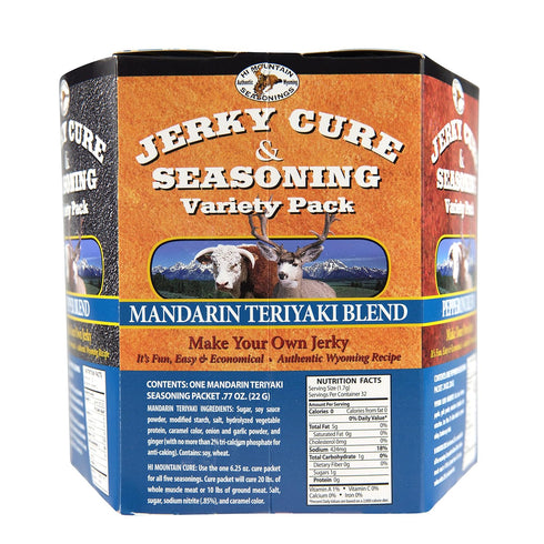 Hi Mountain Jerky Seasoning and Cure Kit | VARIETY PACK #2 | Flavors: Mandarin Teriyaki, Pepperoni, Sweet & Spicy, Inferno, & Pepper | Make Beef J...