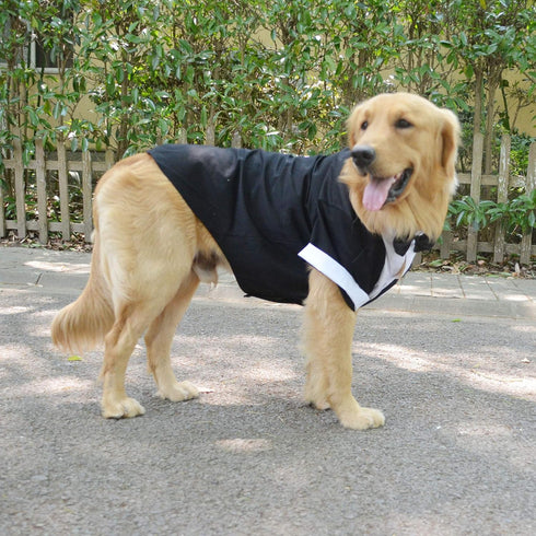 Lovelonglong Pet Costume Dog Suit Formal Tuxedo with Black Bow Tie for Small Size Dogs Miniature Schnauzer Clothing Black L...