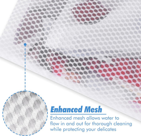 Mesh Laundry Bags for Delicates - Durable Lingerie Bags for Washing Delicates with Elastic Zipper Protector, Delicates Bag for Washing Machine and...