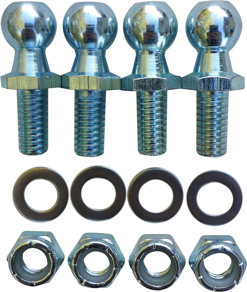 (4 Pack) 13mm Ball Studs with Hardware - 5/16-18 Thread x 5/8" Long Shank - Gas Lift Support Strut Fitting...