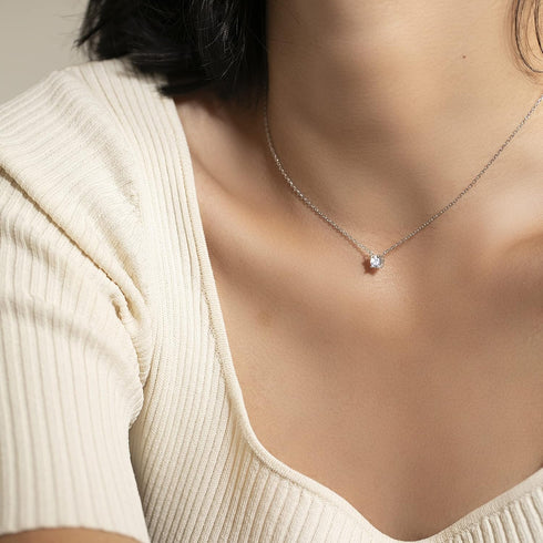 S.Leaf Gold Diamond Dainty Choker Necklace for Women Sterling Silver 0.5/1/2cttw Tennis Crystal Cubic Zirconia Gold Plated Pendant Necklaces Best ...