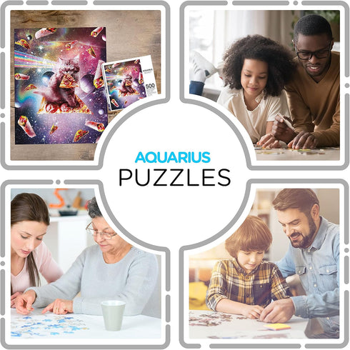 AQUARIUS Random Galaxy Cat Pizza Puzzle (500 Piece Jigsaw Puzzle) - Officially Licensed Random Galaxy Merchandise & Collectibles - Glare Free - Pr...