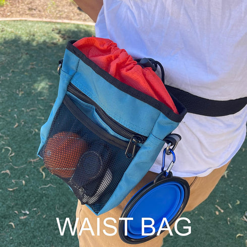 Jalousie Dog Training Pouch with Training Clicker and Water Bowl - 5 Ways to Wear - Carry Toys, Treats for Positive Reinforcement - Built-in Poop ...