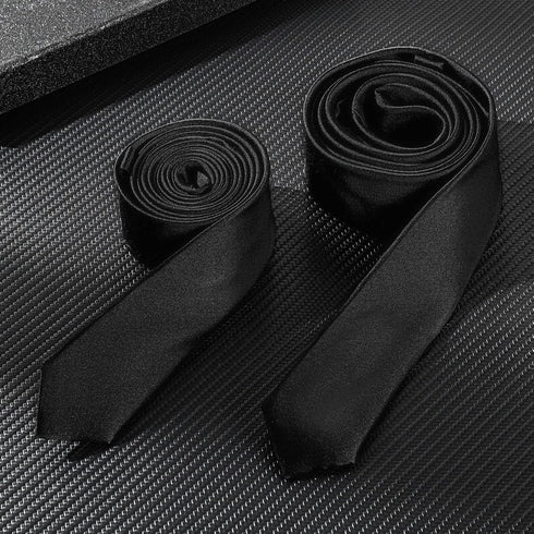 Lounsweer 2 Pack Black Necktie Mens Slim Ties 1.58" Solid Color Skinny Necktie 4 cm Men's Black Tie Regular Tie for Formal and Casual Occasions...