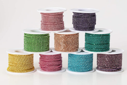 KAOYOO 10 Yards 2.5mm/0.1" Crystal Rhinestone Close Chain Trim Sew on Trim for Sewing Crafts,DIY Decoration,Jewelry,Wedding...