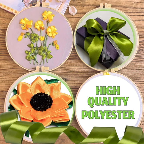 2 inch Moss Green Ribbon Double Face Satin Ribbon for Crafts Gift Bows Bouquet Gift Wrapping Wedding Decoration Floral Arrangement 2" x 25 Yards D...